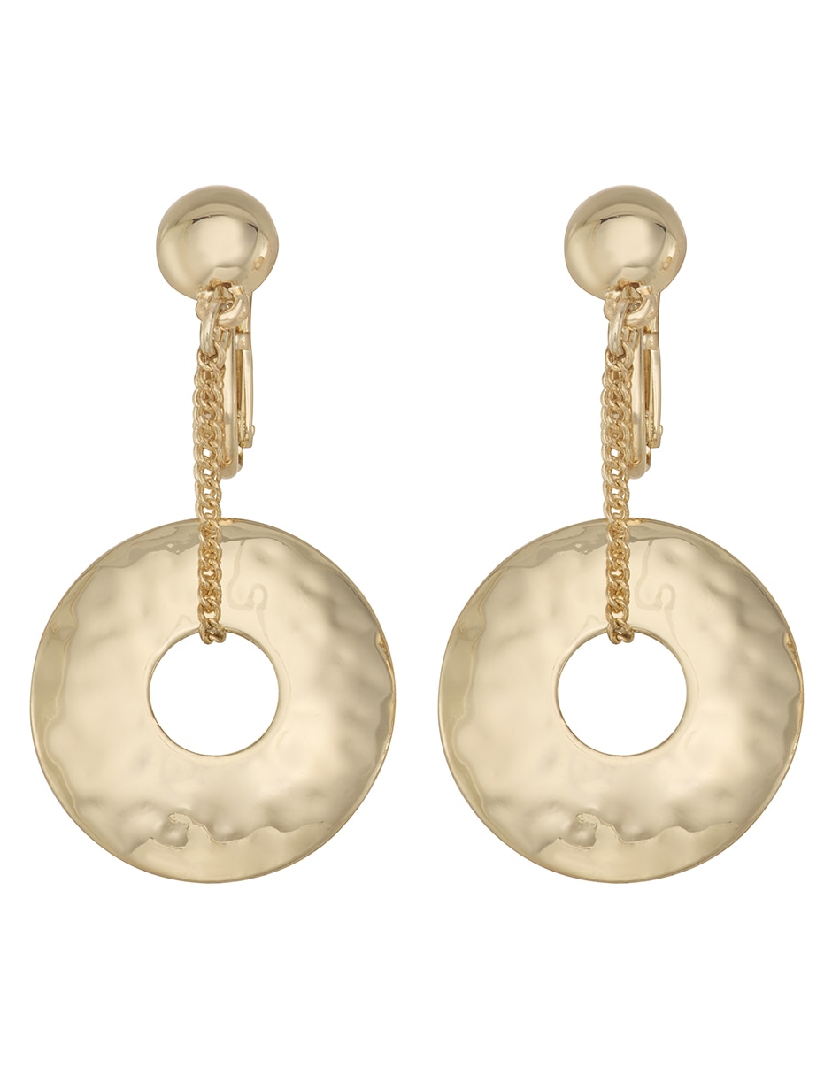 Aretes largos circulares con acabado brillante