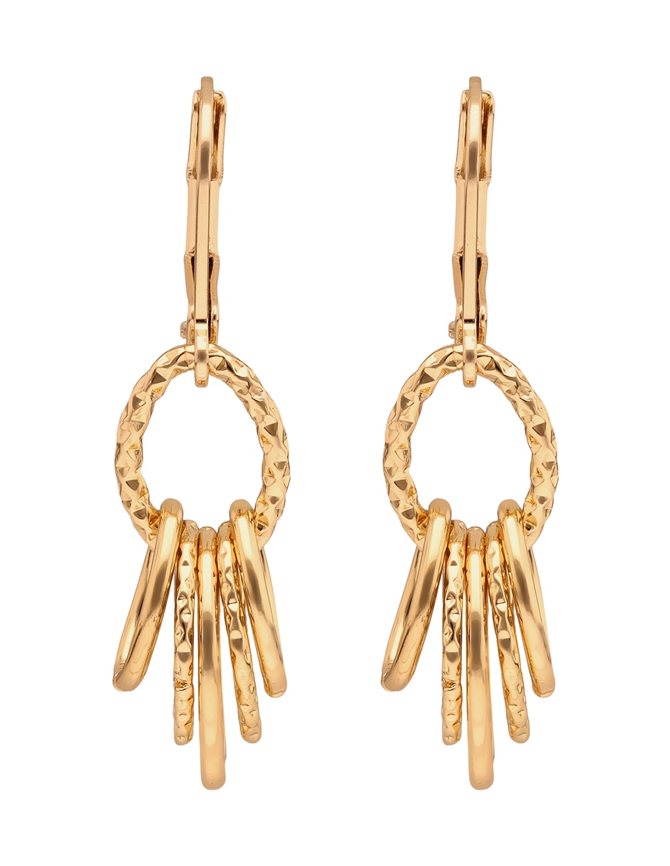 Aretes cortos circulares Golden Orbit con acabado brillante