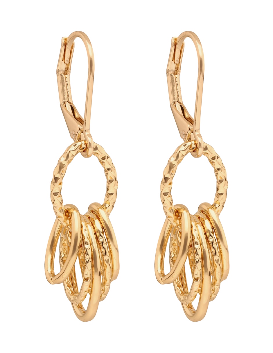 Aretes cortos circulares Golden Orbit con acabado brillante 2