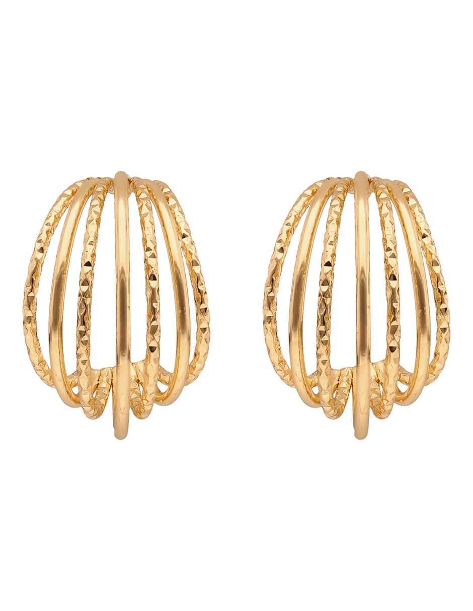 Aretes cortos circulares Golden Orbit con acabado brillante