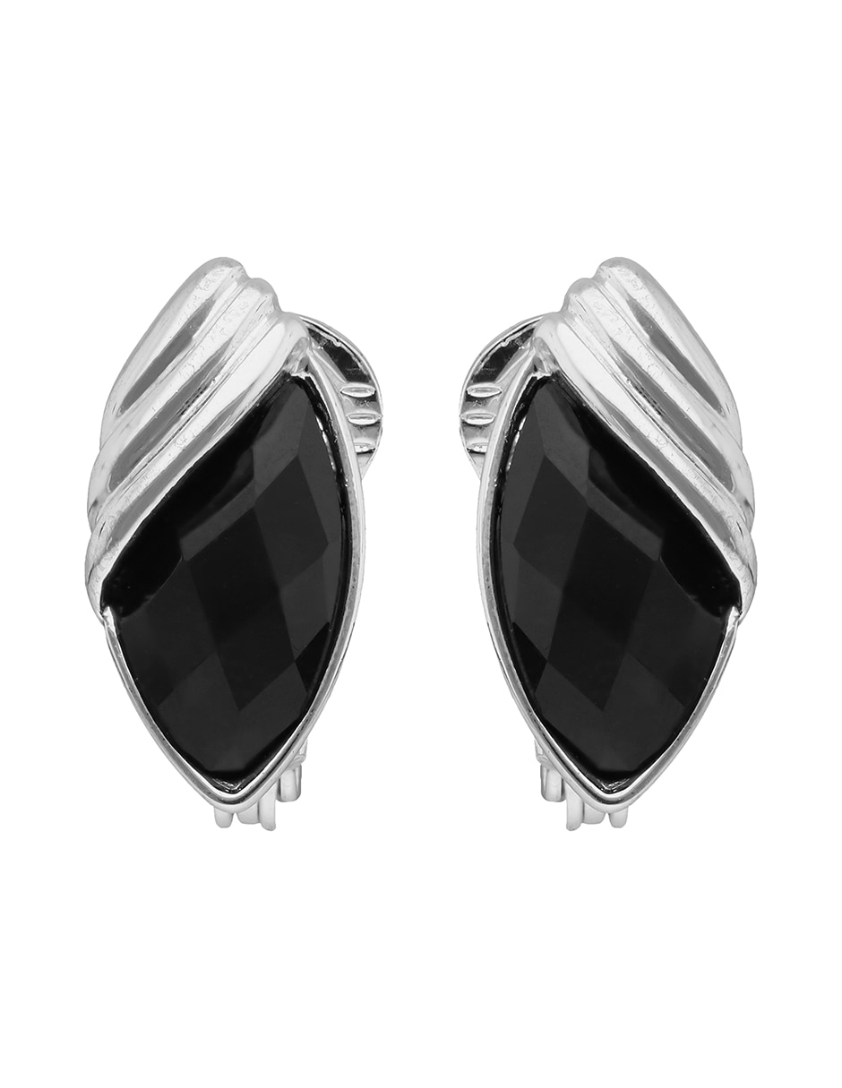 Aretes cortos ovalados night out con acabado liso pulido