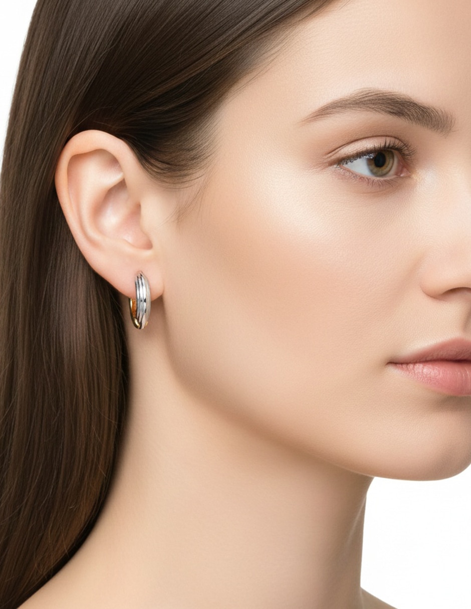 Aretes huggies circulares con acabado pulido 3