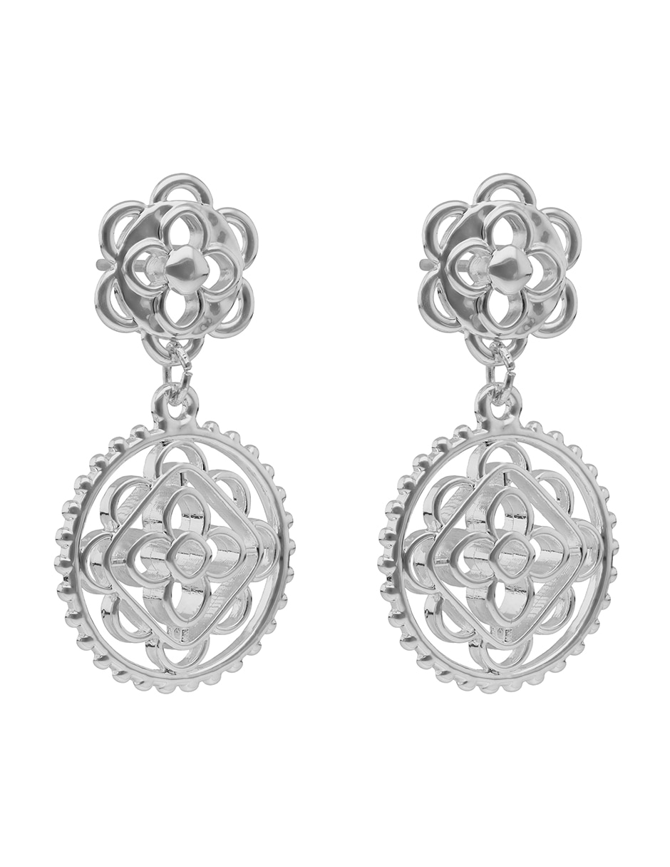 Aretes largos Silver Coins con acabado pulido 4