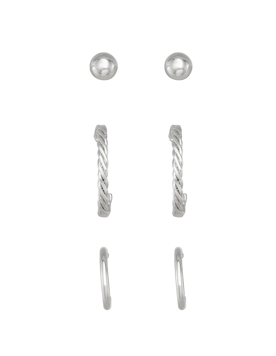 Set de aretes cortos con acabado pulido 2