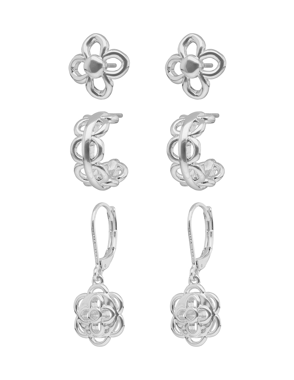 Set de aretes Silver Coins con acabado pulido 4