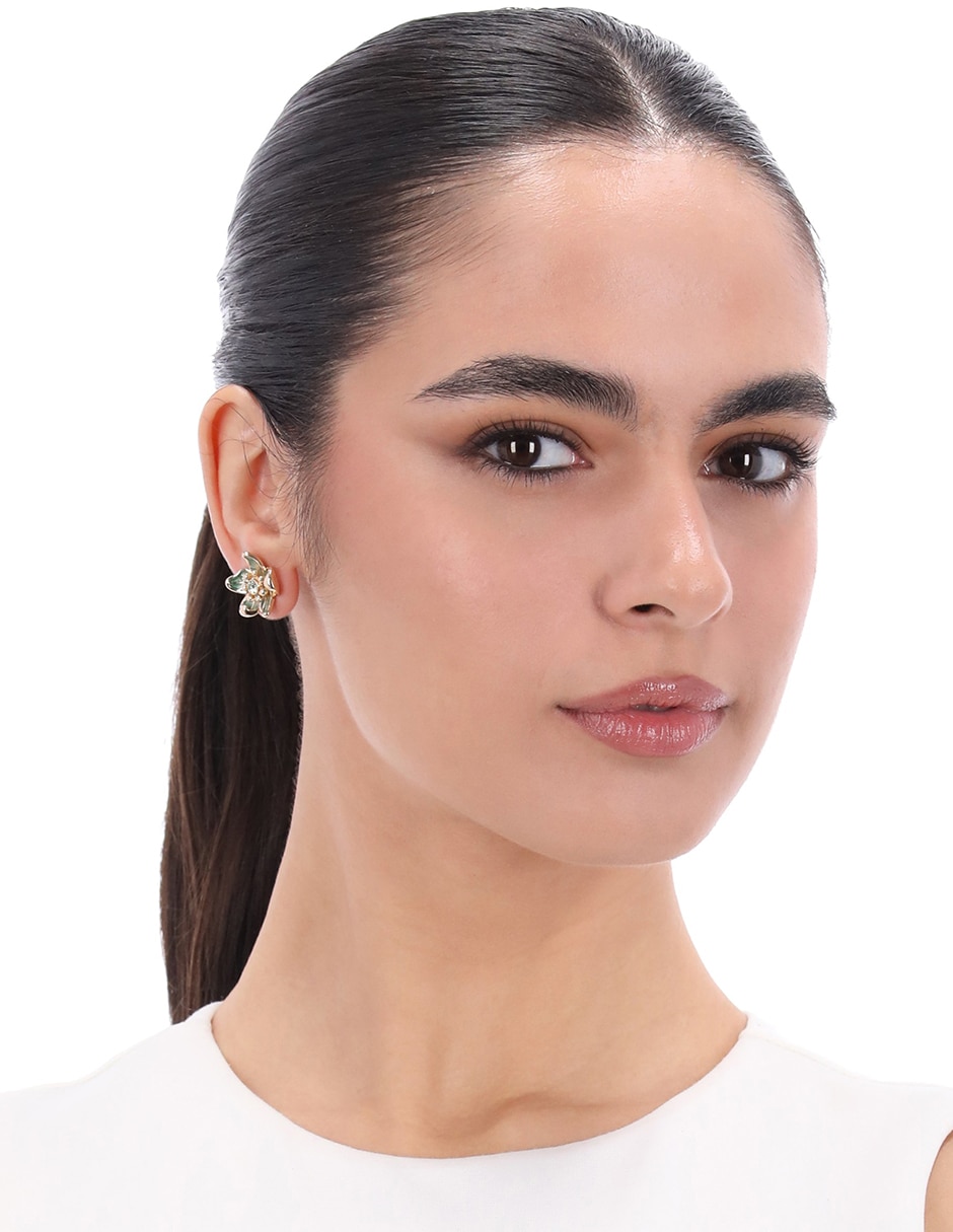Aretes cortos de flor Flower Key Item Ears con acabado brillante 3