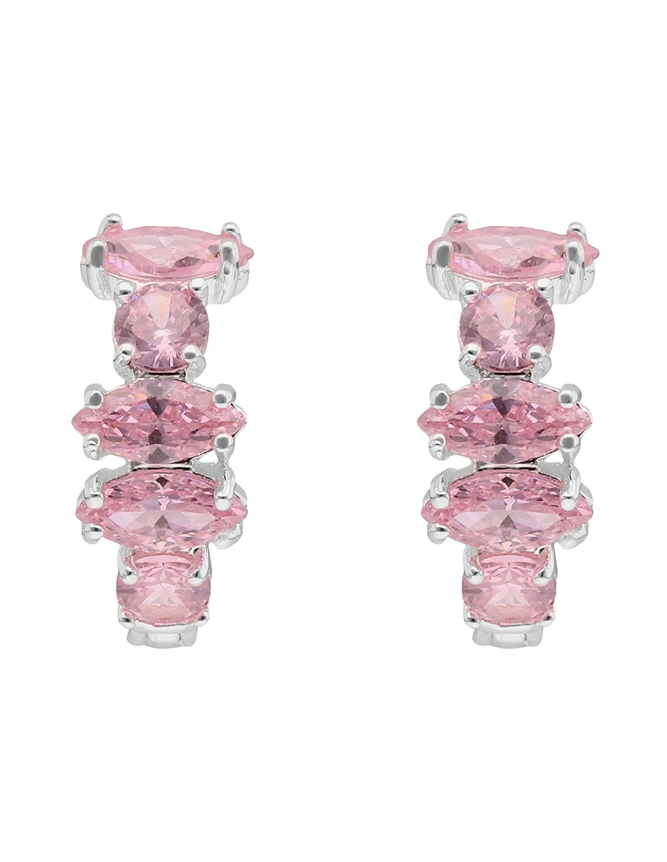 Aretes huggies circulares con acabado liso pulido zirconia cúbica
