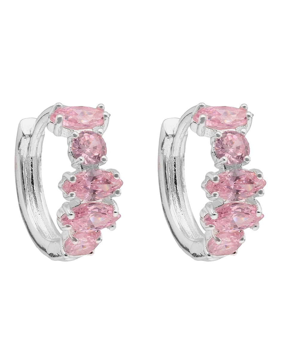 Aretes huggies circulares con acabado liso pulido zirconia cúbica 4