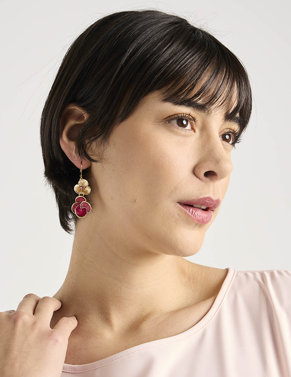 Aretes largos de flor Origami Flowers con acabado brillante 4