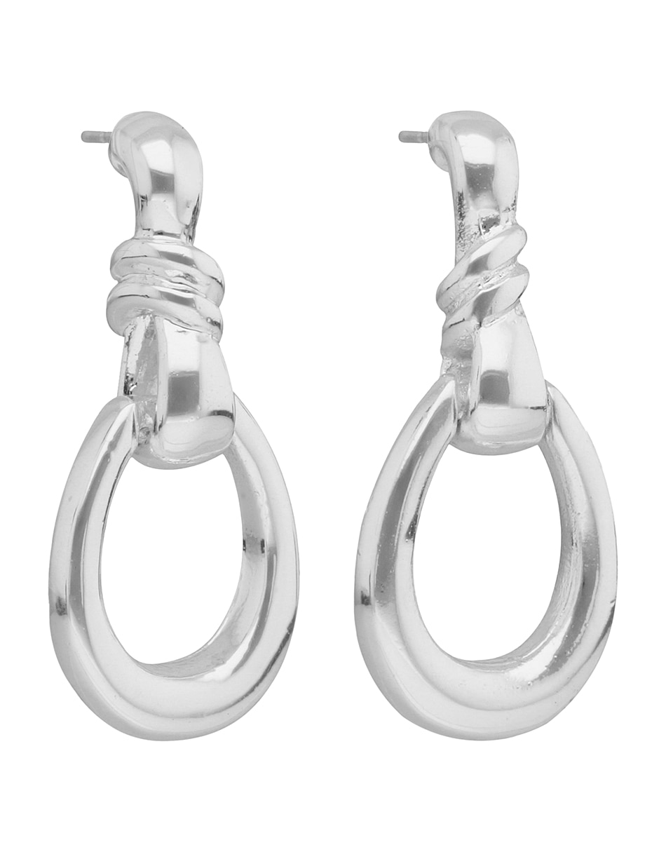 Aretes cortos de gota con acabado pulido 2