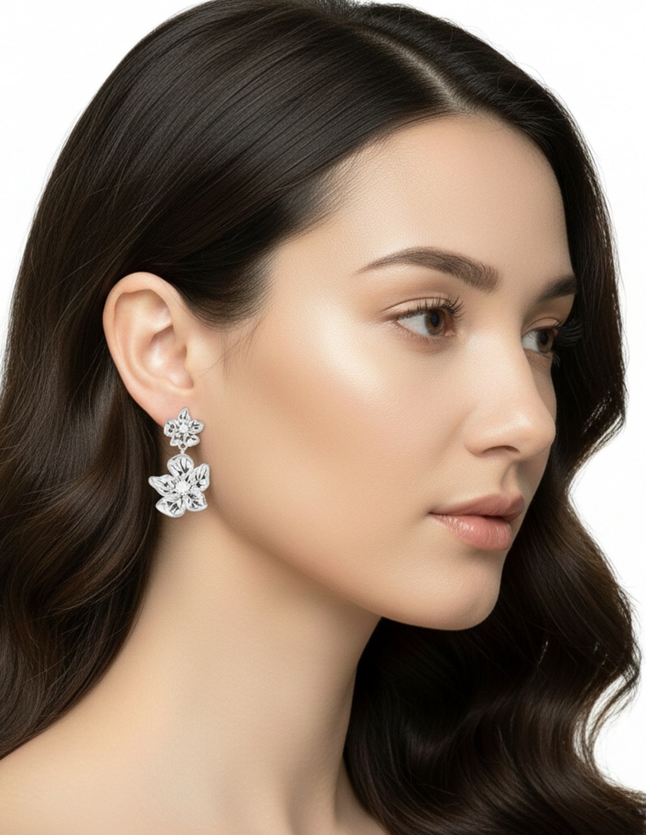 Aretes cortos de flor Flower Power con acabado pulido 3