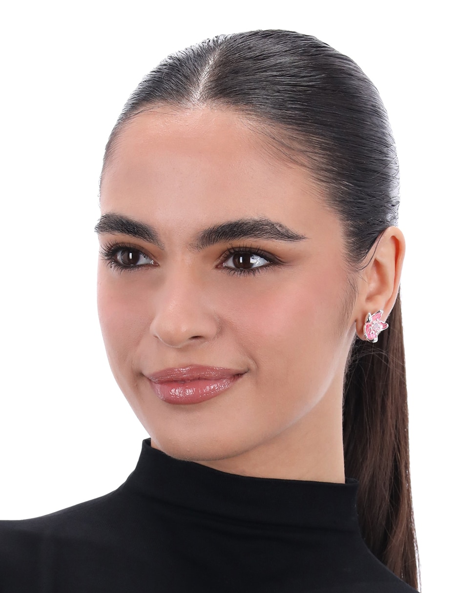 Aretes cortos de flor Flower Key Item Ears con acabado pulido 3
