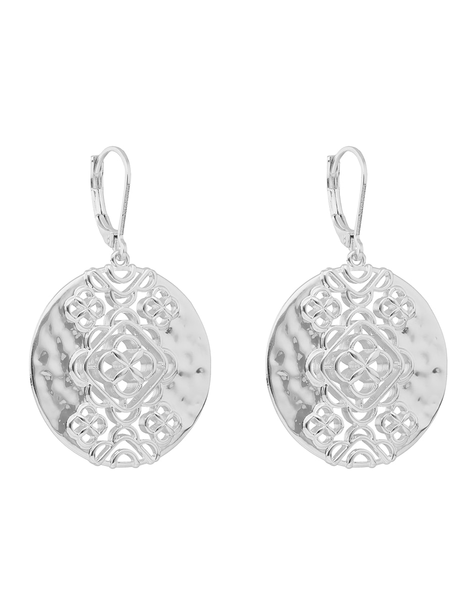 Aretes largos Silver Coins con acabado pulido 2