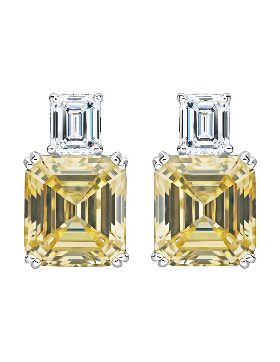Broqueles rectangulares de plata P 925 con acabado brillante topacio Broqueles rectangulares de plata P 925 con acabado brillante topacio