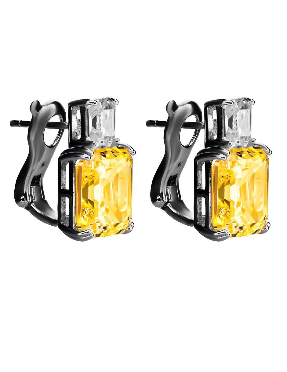 Broqueles rectangulares de plata P 925 con acabado brillante topacio 2