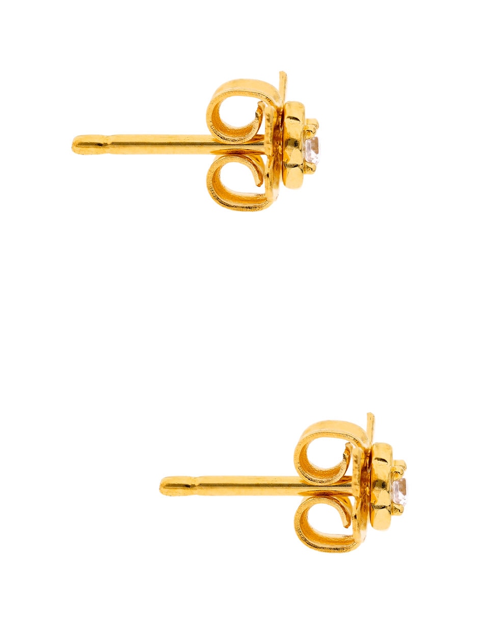 Broqueles de flor Vine baño de oro 18 K circonita 3