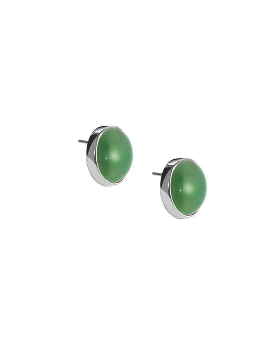 Broqueles de plata P 925 con acabado brillante jade Broqueles de plata P 925 con acabado brillante jade