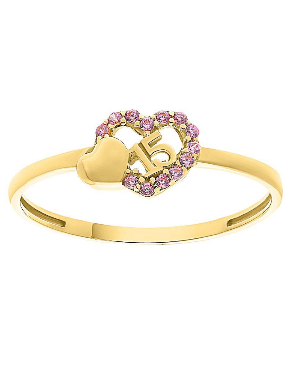 Anillo de corazón 10 k de oro zirconia pulido Anillo de corazón 10 k de oro zirconia pulido