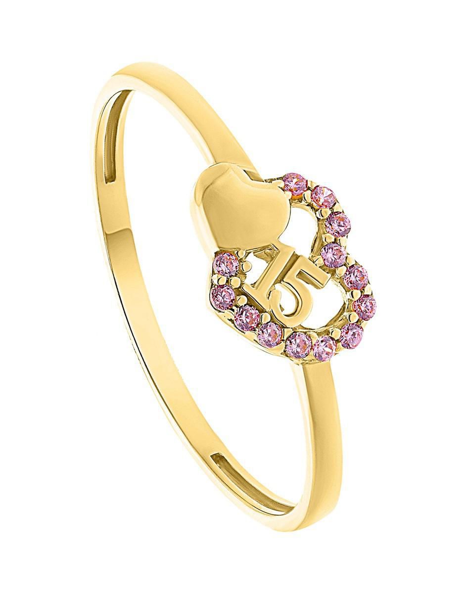 Anillo de corazón 10 k de oro zirconia pulido 3
