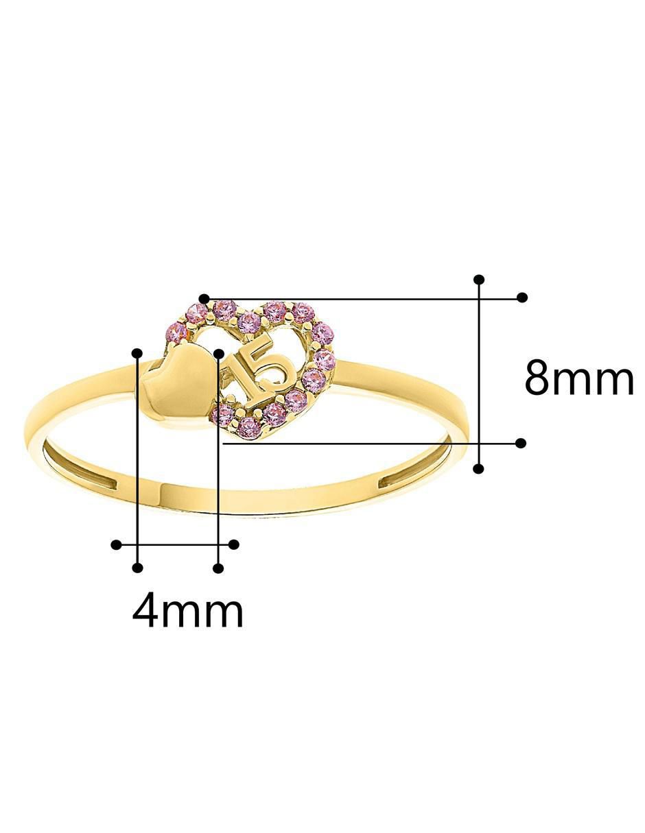 Anillo de corazón 10 k de oro zirconia pulido 2