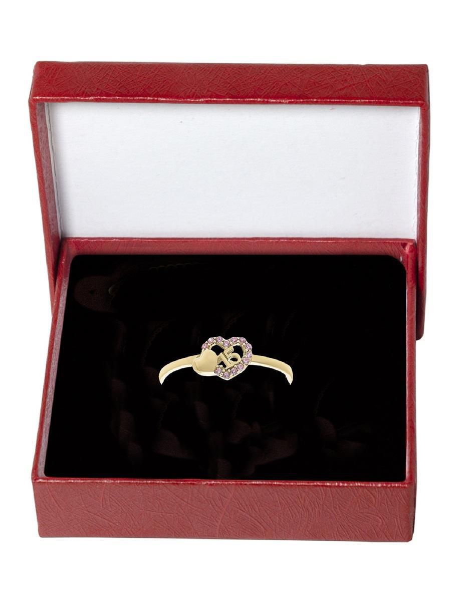 Anillo de corazón 10 k de oro zirconia pulido 4