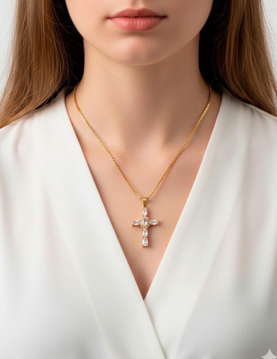 Collar con dije de cruz 14 K 4