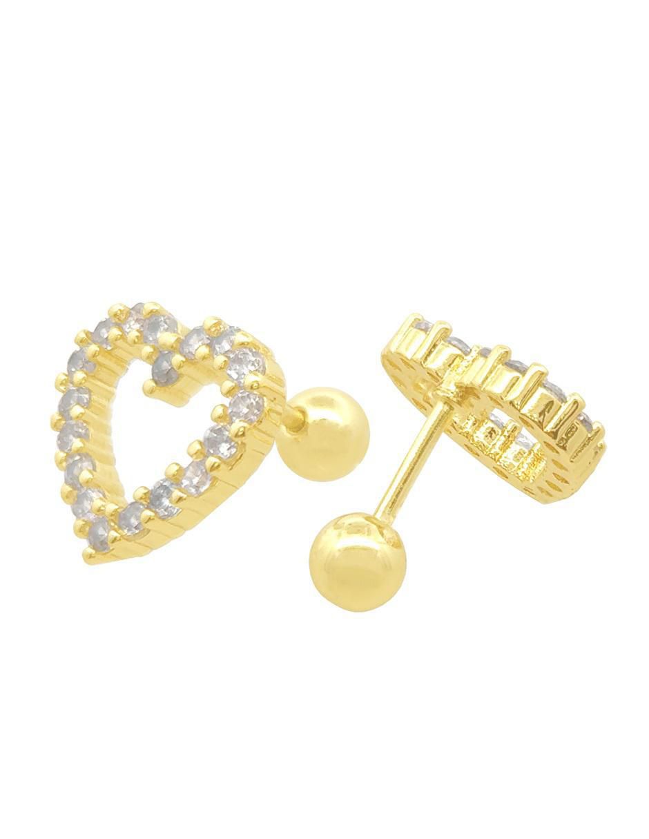 Broqueles de corazón 18 K con acabado chapa de oro zirconia 3