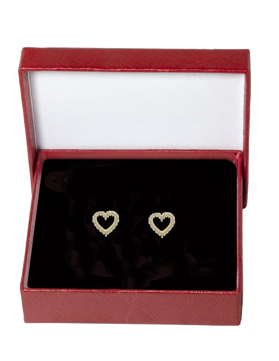Broqueles de corazón 18 K con acabado chapa de oro zirconia 4