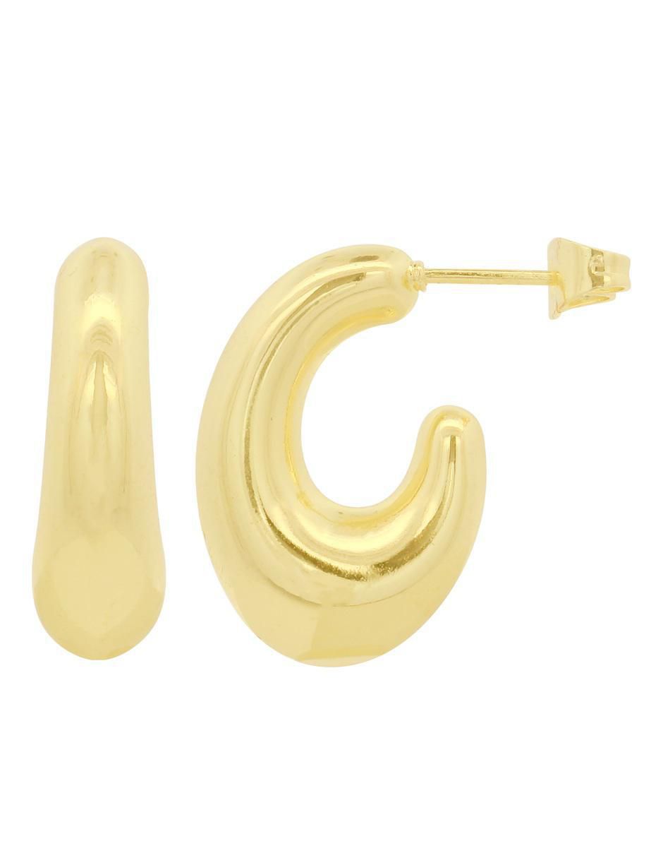 Aretes cortos ovalado 18 K con acabado chapa de oro 2
