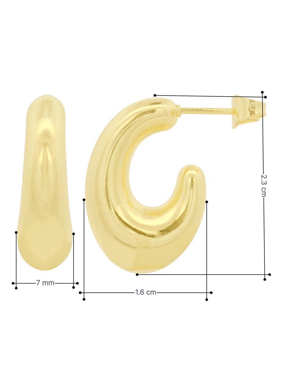 Aretes cortos ovalado 18 K con acabado chapa de oro 4