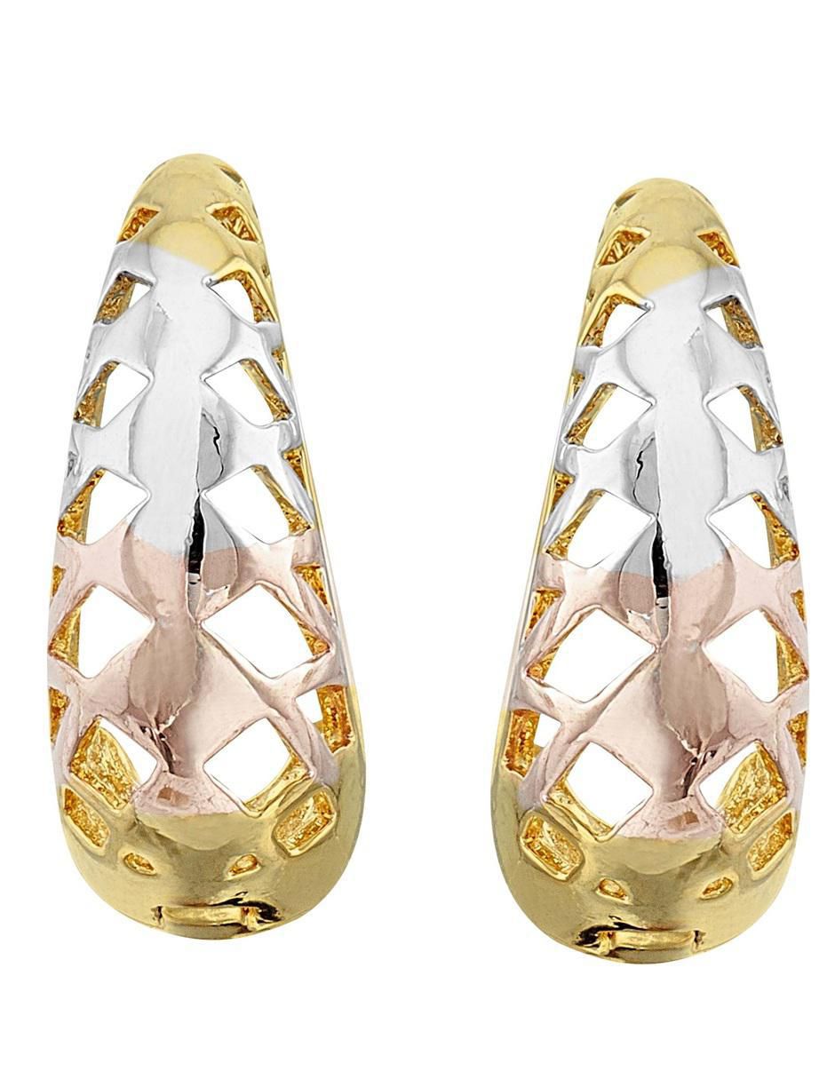 Aretes huggies redondos 18 K con acabado chapa de oro