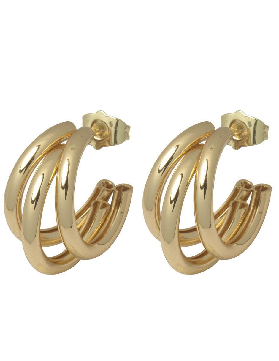Aretes cortos redondos 18 K con acabado chapa de oro