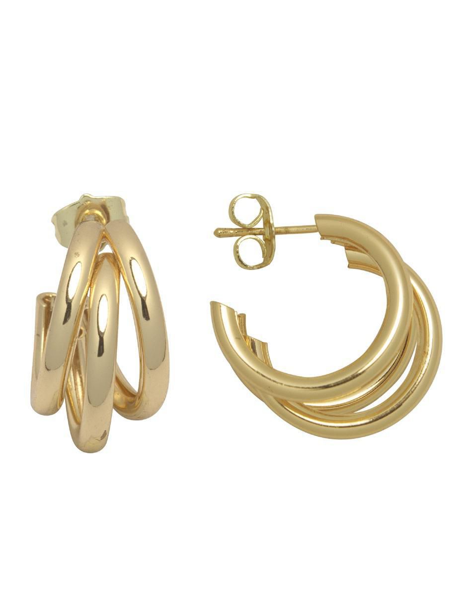 Aretes cortos redondos 18 K con acabado chapa de oro 2