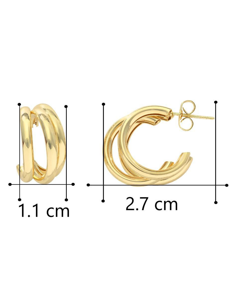 Aretes cortos redondos 18 K con acabado chapa de oro 4