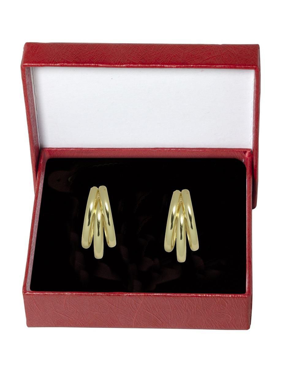 Aretes cortos redondos 18 K con acabado chapa de oro 3
