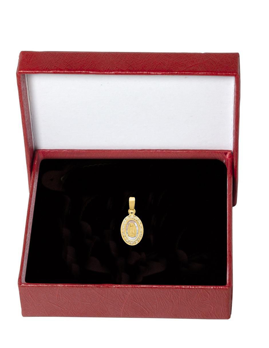 Medalla ovalada virgen de guadalupe de oro 14 K zirconia 3