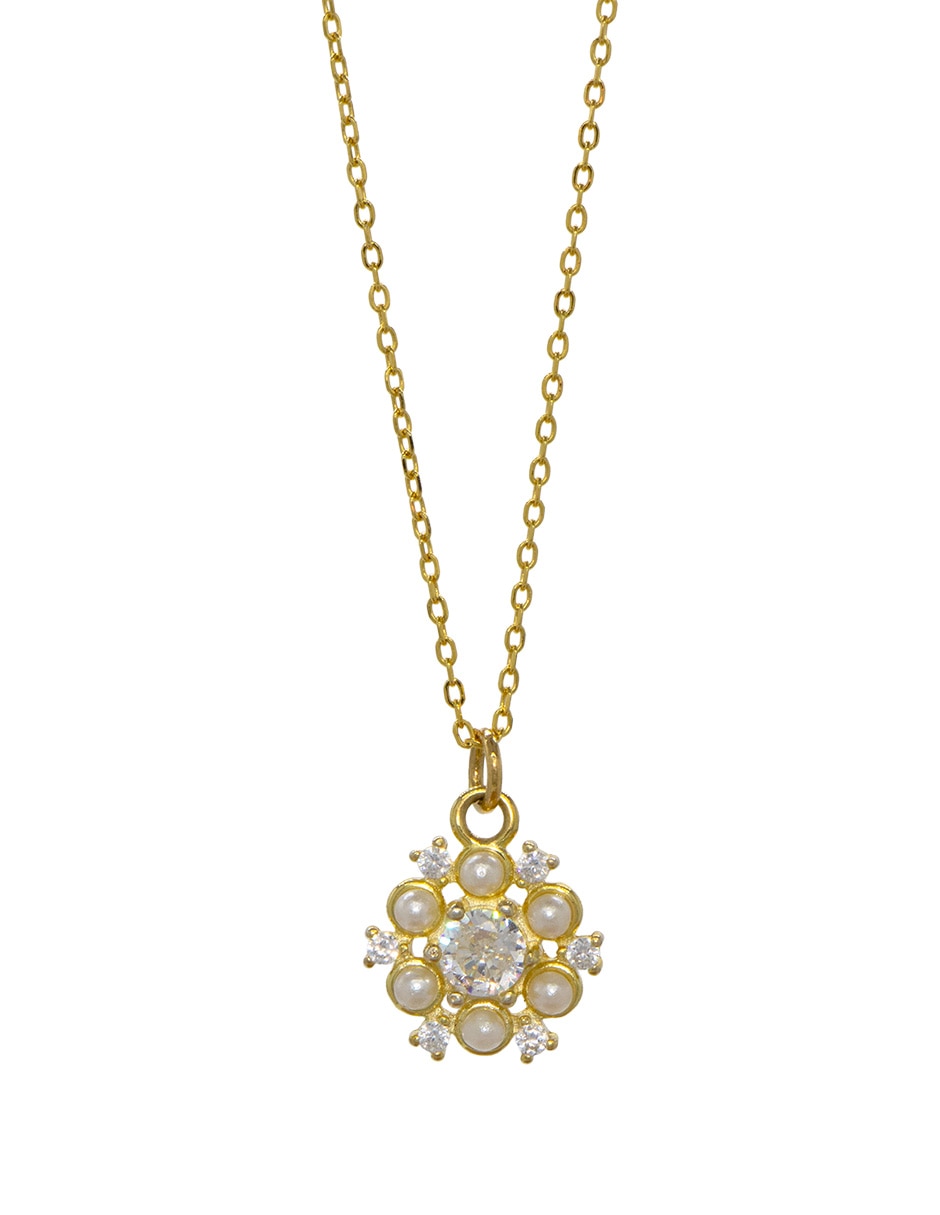 Collar con dije de flor de plata P 925