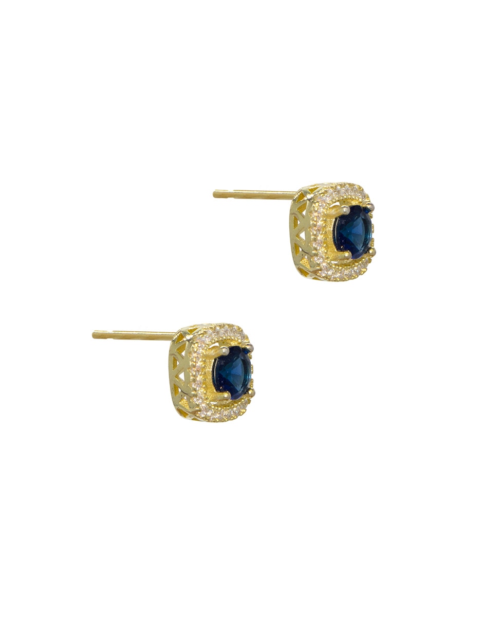 Broqueles cuadrados de plata P 925 con  acabado pavé zirconia 2