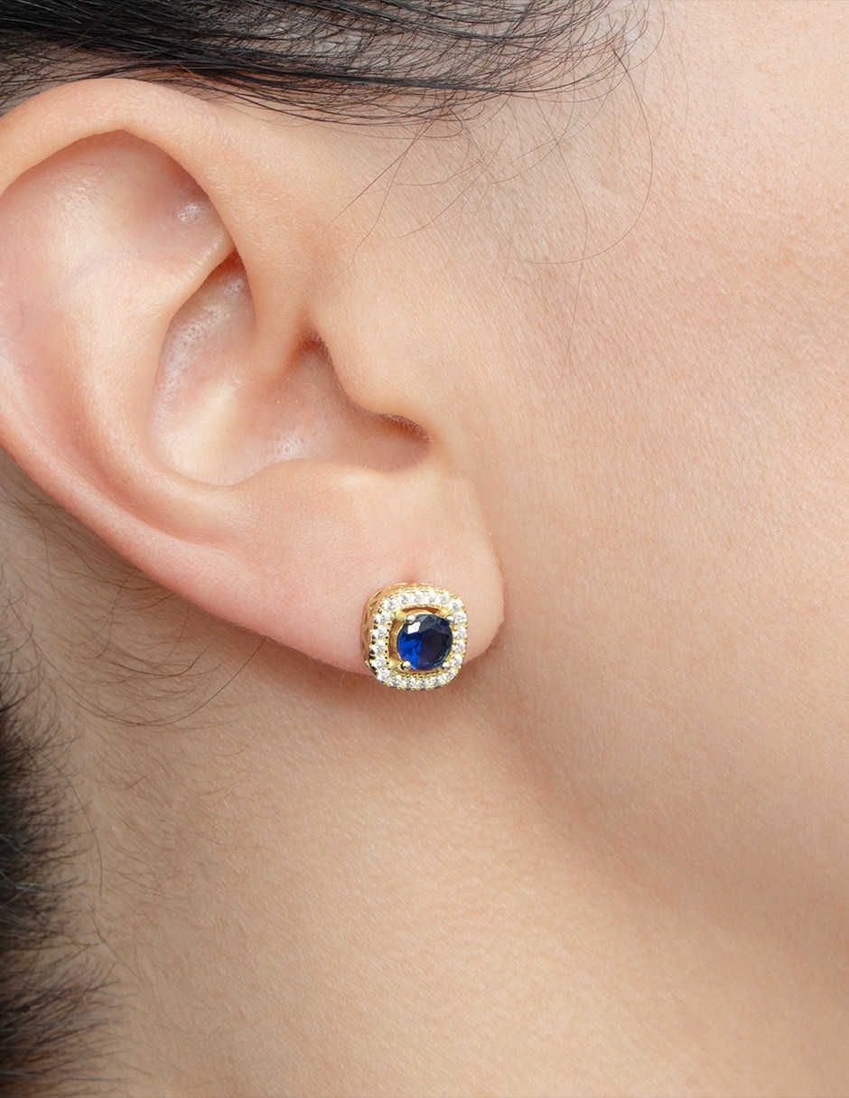 Broqueles cuadrados de plata P 925 con  acabado pavé zirconia 4