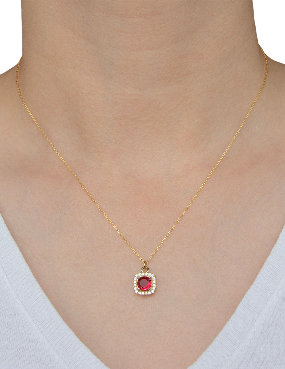 Collar con dije cuadrado de plata P 925 3