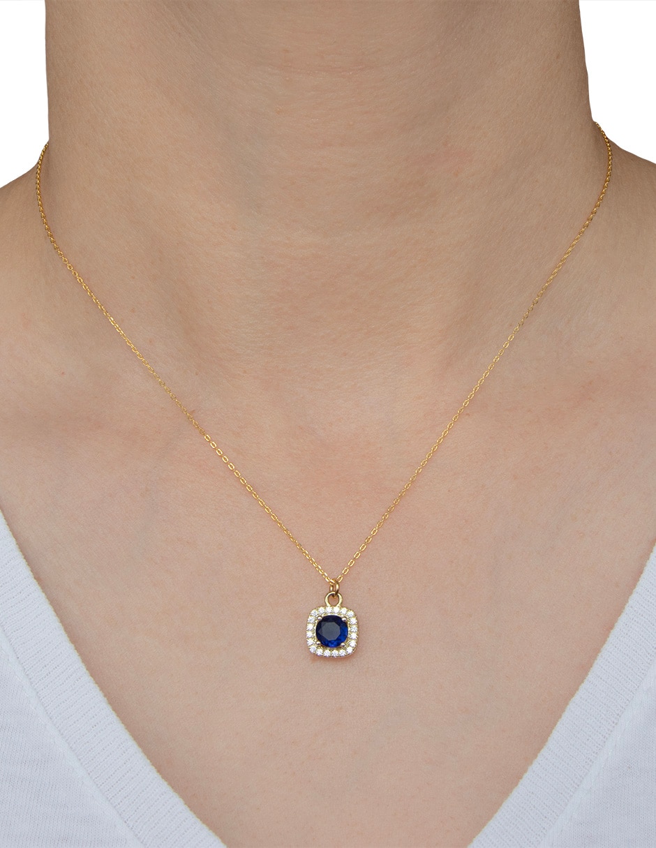 Collar con dije cuadrado de plata P 925 3