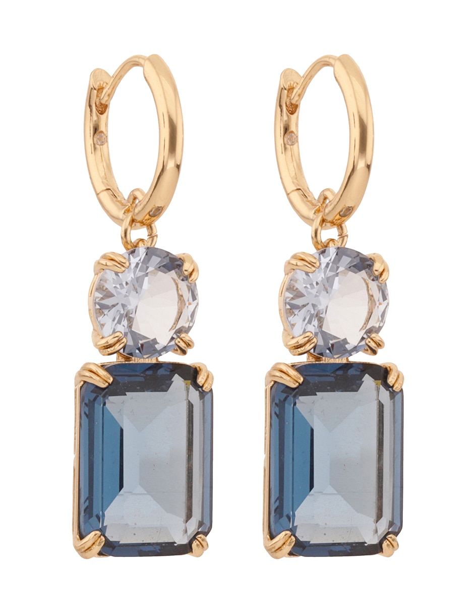 Aretes cortos rectangulares Marjorie con acabado brillante 2