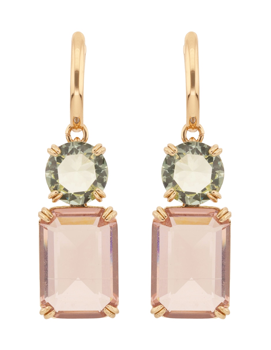Aretes cortos rectangulares Marjorie con acabado brillante