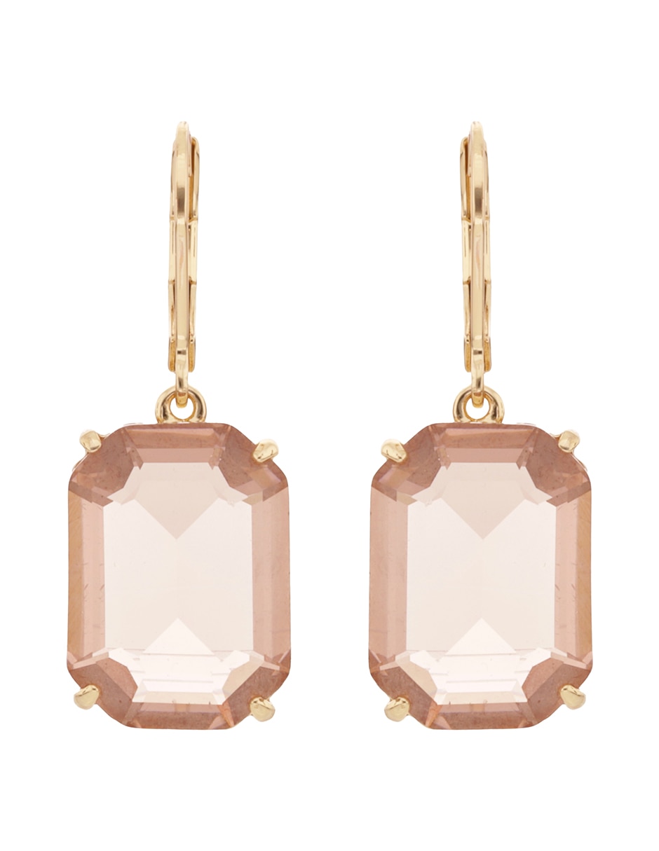Aretes cortos rectangulares Marjorie con acabado brillante