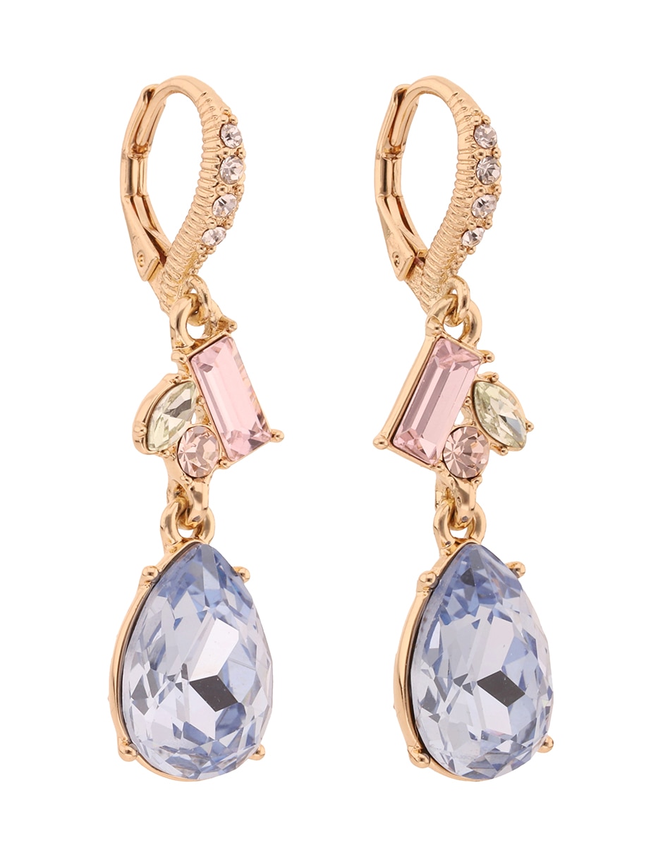 Aretes largos de gota Rhinestone Rainbow con acabado brillante 2