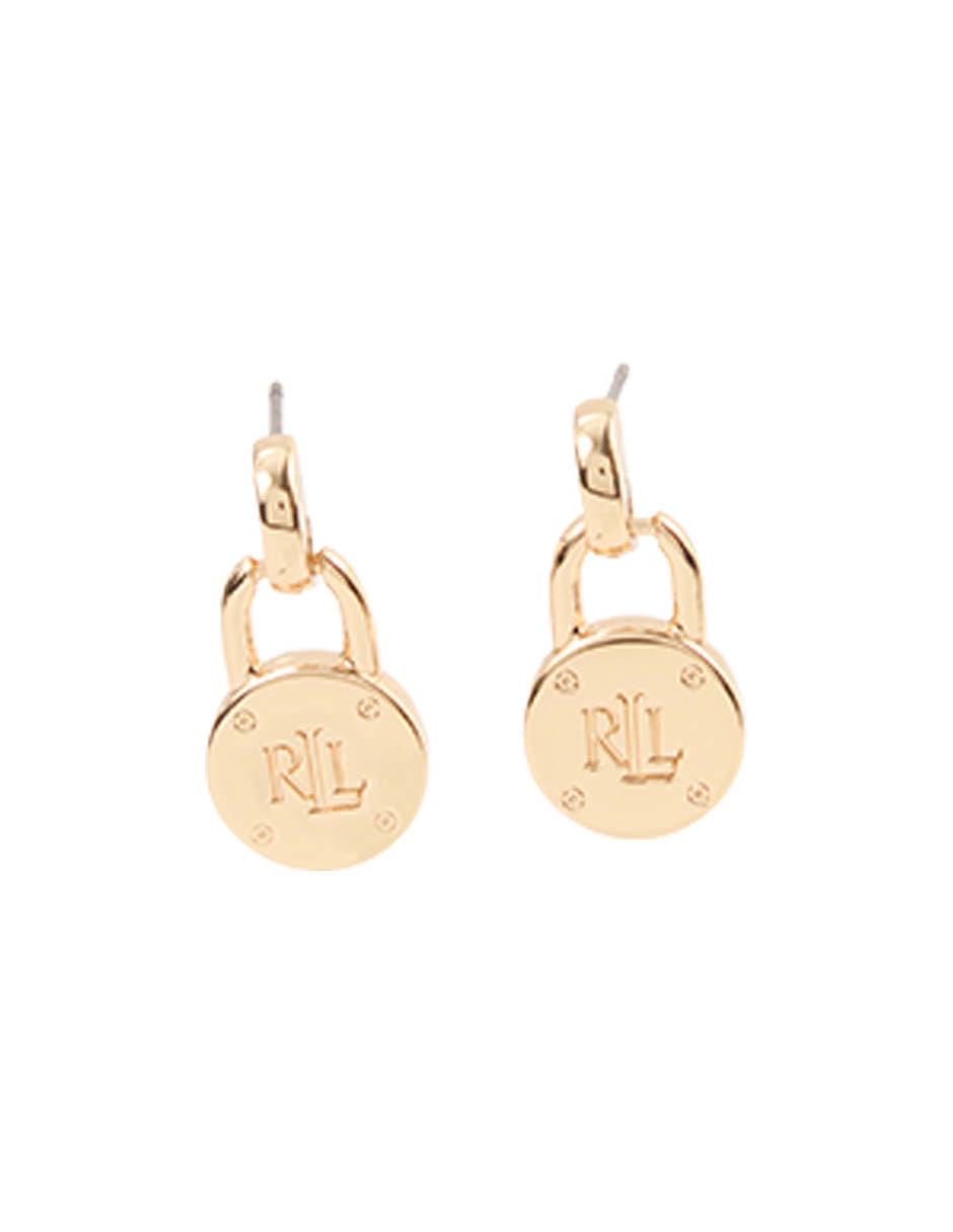 Aretes cortos de logo con acabado pulido