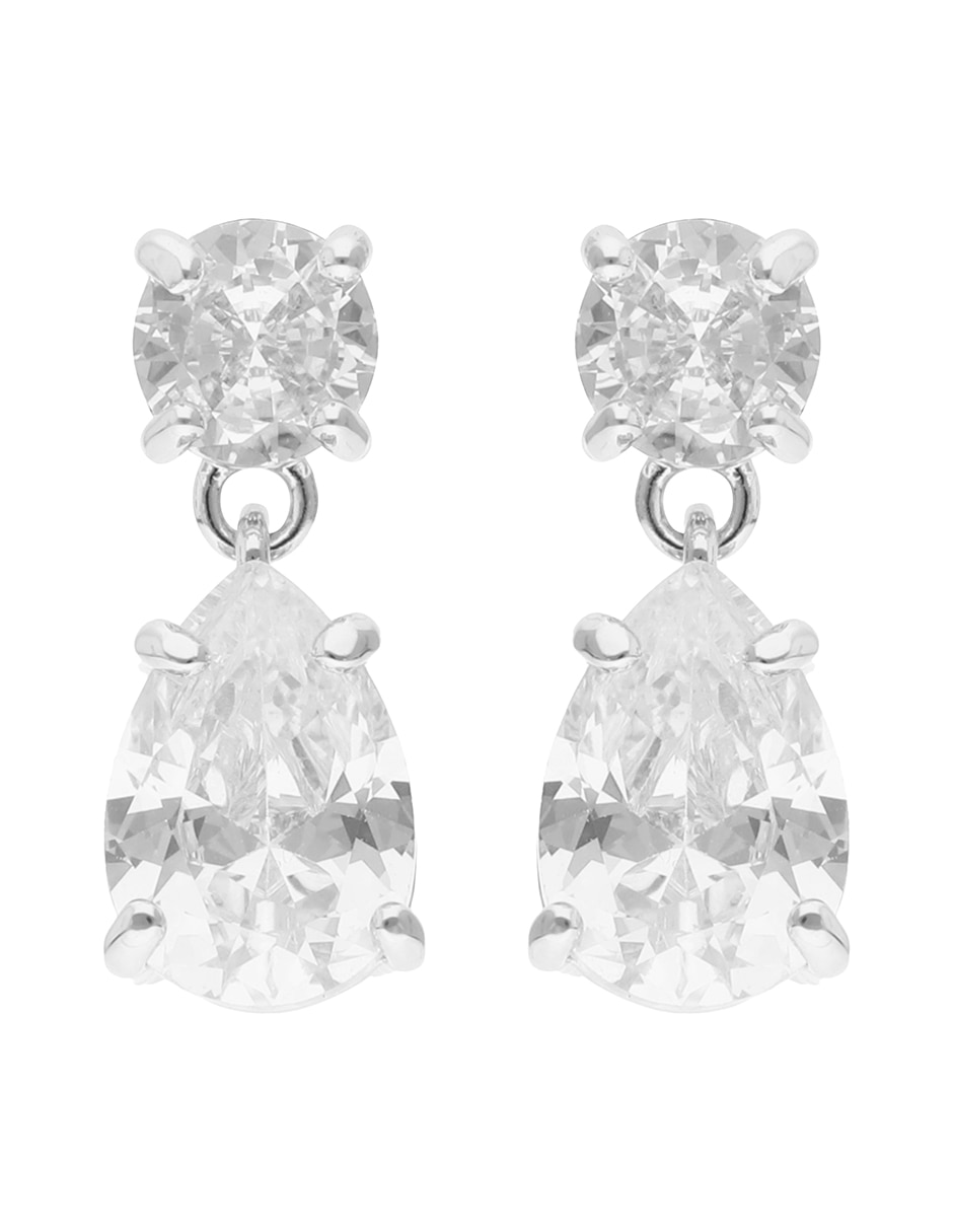 Aretes cortos de gota Silver con acabado brillante