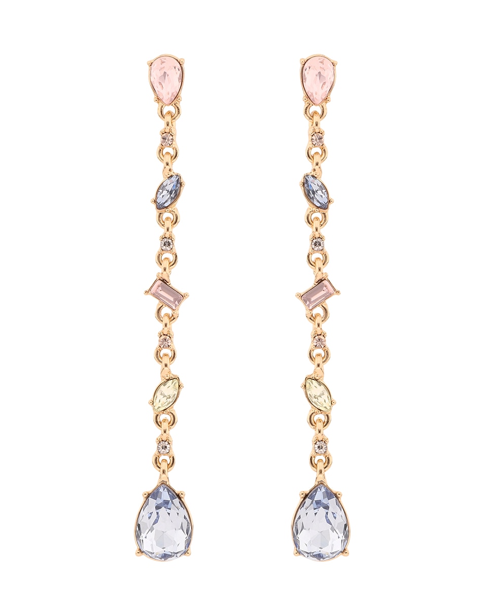 Aretes largos Rhinestone Rainbow con acabado brillante