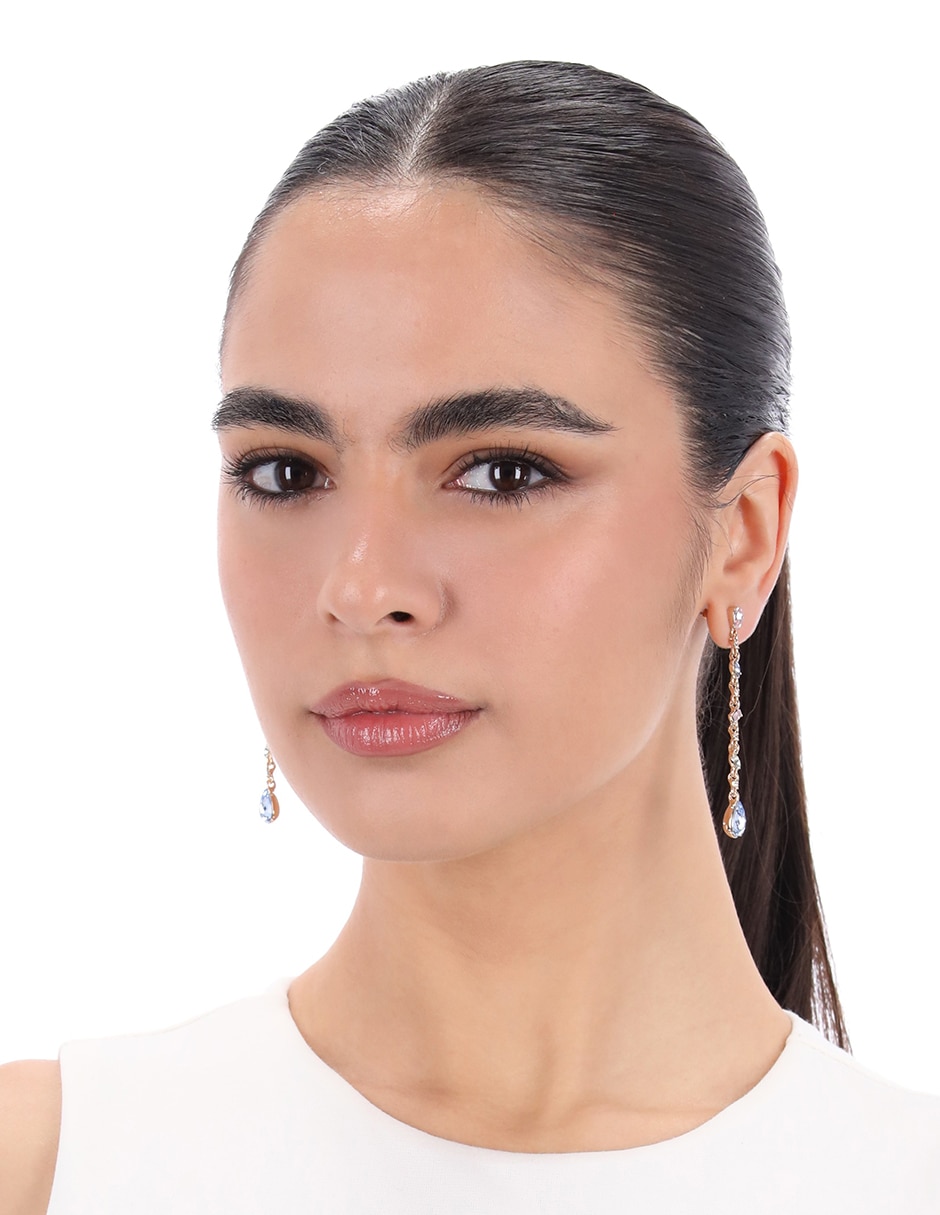 Aretes largos Rhinestone Rainbow con acabado brillante 3