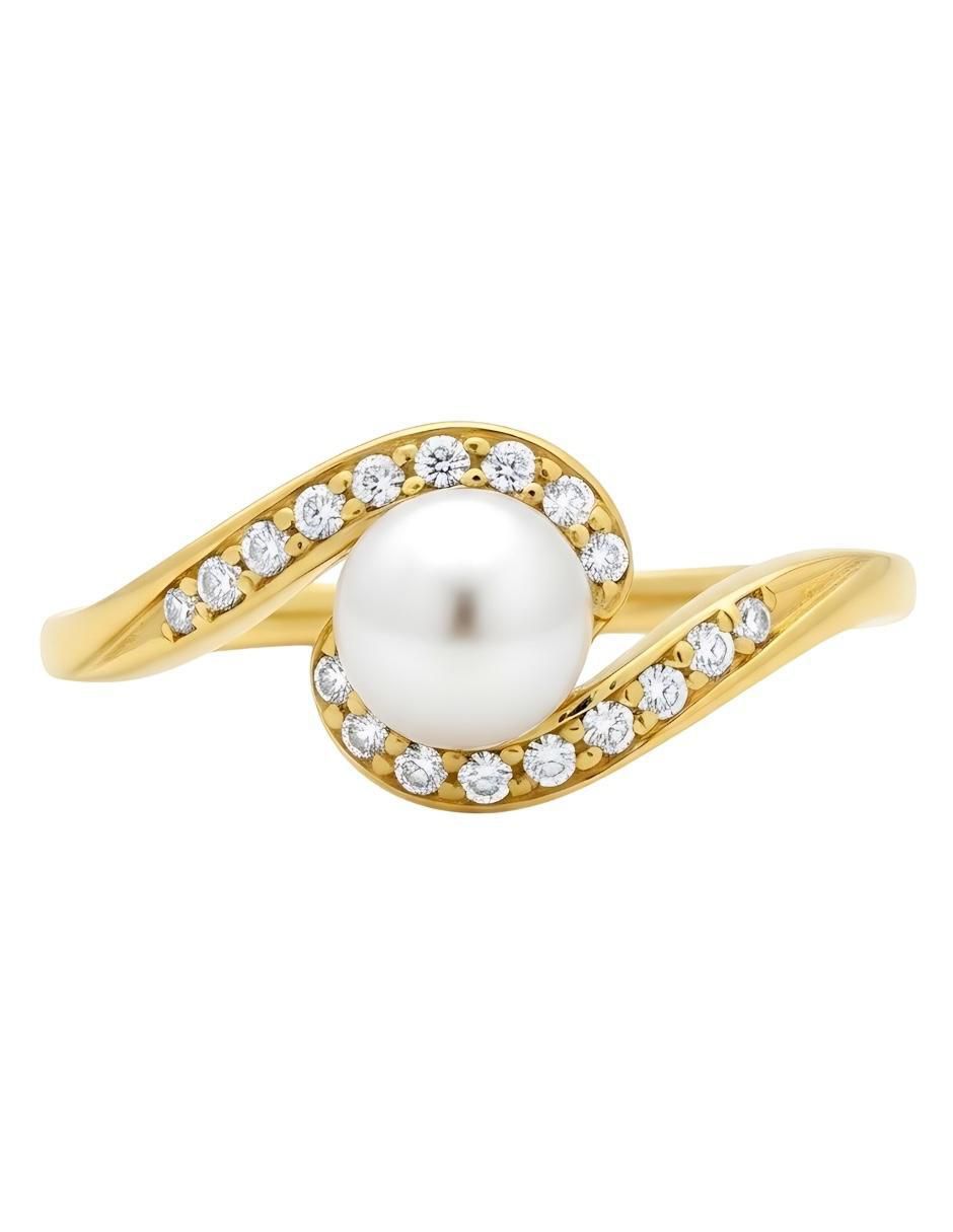 Anillo Aurore circonita con acabado baño de oro 18 k